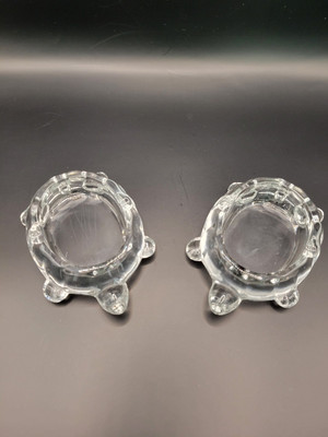 2 Vintage Westmoreland Clear Glass TURTLE Ashtray/Trinket Dish 4