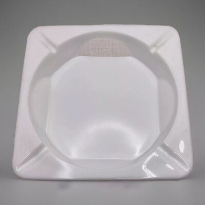 Vintage Ashtray WESTMORELAND Milk Glass Heavy Square Raised Grapes & Vines 6