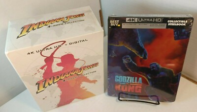 Indiana Jones + Godzilla v Kong Steelbooks (4K Blu-ray) NEW- Box Shippin-image