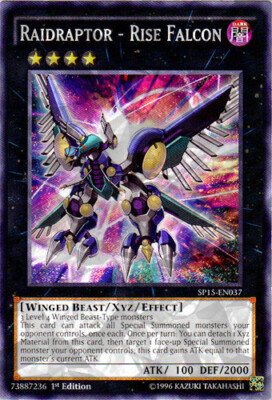 1 x Raidraptor - Rise Falcon - SP15-EN037 - Shatterfoil - 1st Edition Near Mint,-image