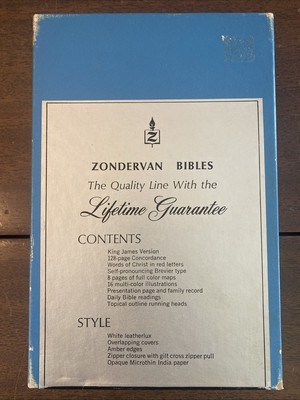 Zondervan Red Letter Text Bible King James Version Z-930 Zipper Closure in Box-image