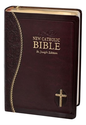 New Catholic Bible Medium Print Dura Lux (Burgundy) (Leather / Fine Binding)-image