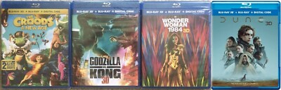 Authentic Dune Godzilla vs Kong Croods New Age Wonder Woman 1984 3D Blu-ray Lot-image