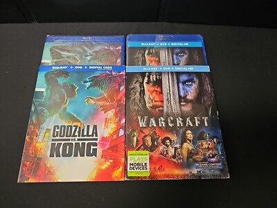 Godzilla Vs Kong + Warcraft BLU RAY / DVD NEW W/SLIPCASE -image