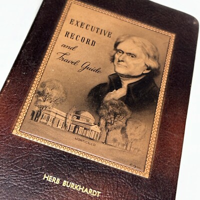 Vtg 1958 Brown Executive Record and Travel Guide Monticello BOOK See Pics/24b-image