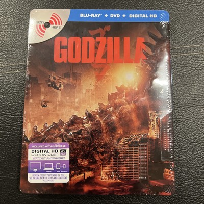 Godzilla 2014 Embossed MetalPak Steelbook SOUND NOT WORKING Blu-ray + DVD Sealed-image