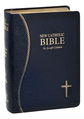 New Catholic Bible Med. Print Dura Lux (Blue) (Leather / Fine Binding)-image