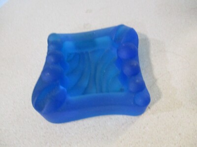 Art Deco Blue Satin Glass by Westmoreland elegant 1920's-30's Circa ashtray rare-image
