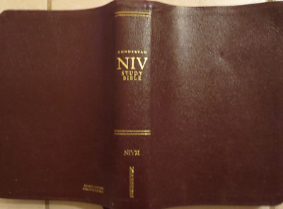 NIV STUDY BIBLE, ZONDERVAN, BROWN BONDED LEATHER, RED LETTER, 9 1/2
