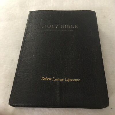 Holy Bible Genuine Leather King James Version (Name on cover) Dictionary Red Ltr-image