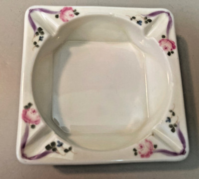 VTG MCM Westmoreland Milk Glass Decorative Ashtray, Hand Painted, 5