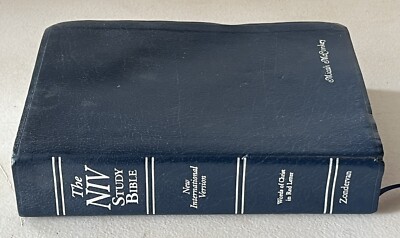 NIV Study BIBLE~10th Anniversary Edition~Personal Size Blue Leather 1995-image