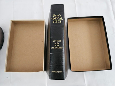 Nave’s Topical Bible Vtg Southwestern Company Black Leather Thumb Index Boxed-image