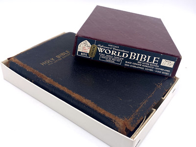 World Bible KJV RLE 857C Heritage Reference Concordance Indexed Leather HTF VTG-image