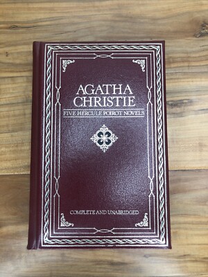 Five Hercule Poirot Novels Agatha Christie 1984 Chatham River Press Red Leather-image