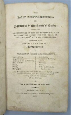 THE LAW INSTRUCTOR OR FARMERS MECHANICS GUIDE Simon Siegfried 1824 New Jersey -image