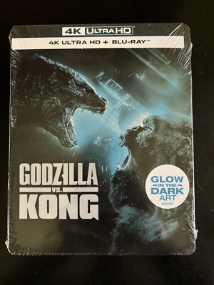 Godzilla vs Kong 4K Ultra HD + Blu-Ray Glow in the Dark Art NEW Factory Sealed-image