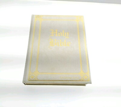 Vintage 1990 HOLY BIBLE Guiding Light Edition White Leather f60-image
