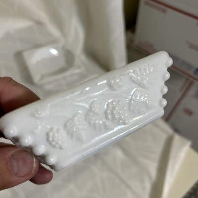 Two Vintage Westmoreland Ashtrays Milk Glass Square Cigarette 4