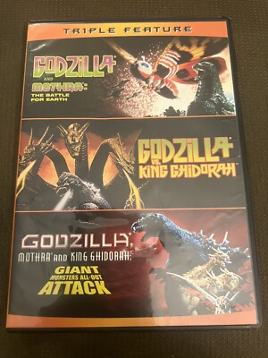 Godzilla Triple Feature DVD - Mothra King Ghidorah Giant Monsters All Out Attack-image