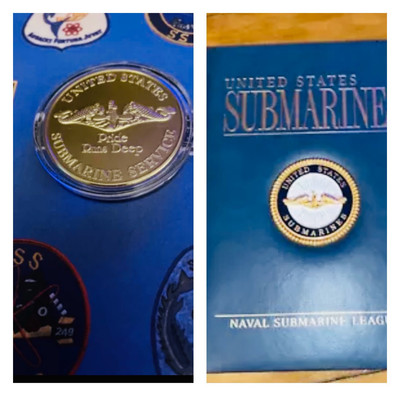 US SUBMARINES by Naval Submarine League RARE Leather-bound Book W/ Token-image