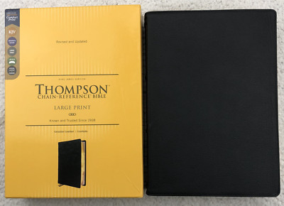 KJV Thompson Chain-Reference Bible Leather LARGE PRINT Gold Gilt Black 8x11 Maps-image