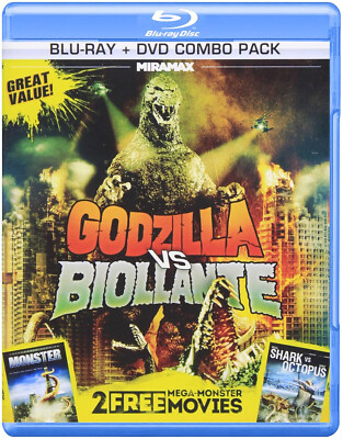 Godzilla vs Biollante Blu-Ray & DVD 2 FREE Movies (Monster & Shark) NEW & Sealed-image
