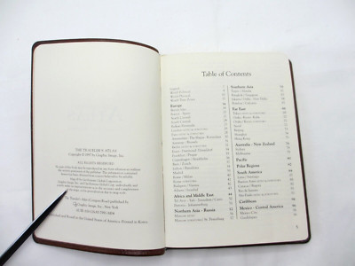 Traveler's Atlas A Geographic Handbook Maps Leather Cover 4x6