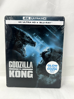 Godzilla vs Kong (2024, 4K UHD + Blu-ray) Steelbook Glow In Dark Art ~NEW SEALED-image