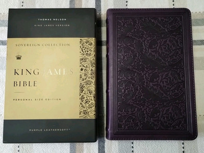 KJV | Purple Leather Soft | Personal Size Edition | Red Letter | Like New Nelson-image