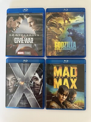 Four  KICKASS ACTION Blu-Ray Movies Captain America-Mad Max-Godzilla-X-Men-image