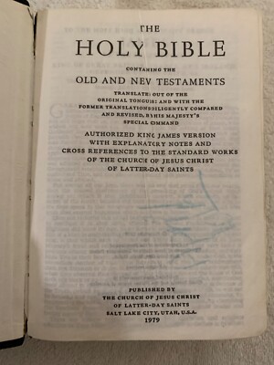 King James Version Holy Bible 1979 Black Bonded Leather LDS 7.25