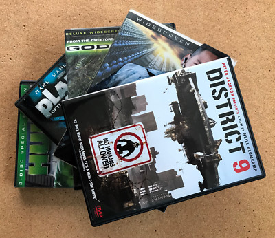 Lot of 5 SF Movie DVDs: District 9, I Robot, Planet of the Apes, Godzilla, Hulk-image