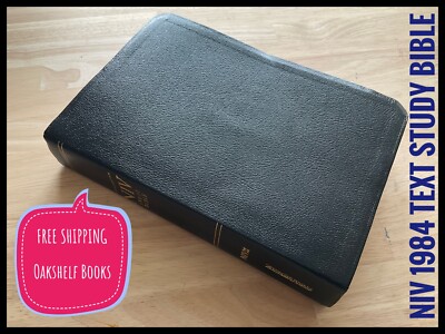 NIV Study Bible 2002 Black Bonded Leather Red Letter 1984-image