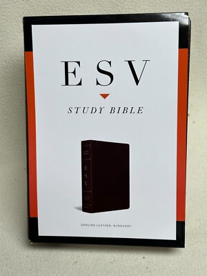 ESV Study Bible Genuine Leather Burgundy, Fine Binding, English Standard Version-image