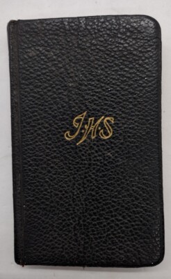 Vintage Pocket Manual Of Catholic Devotions Monogrammed JHS 1952 Leather Bound-image