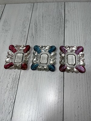 Set of 3 Individual Stacking Clear WESTMORELAND Glass Rectangular Ashtrays-USA-image