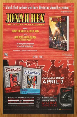 2007 DC Comics Jonah Hex/Godzilla Print Ad/Poster Graphic Novel DVD Promo Art-image