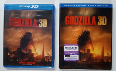 Godzilla Blu-ray 3D + Blu-ray + DVD~ FACTORY SEALED w/ Lenticular Slipcover-image