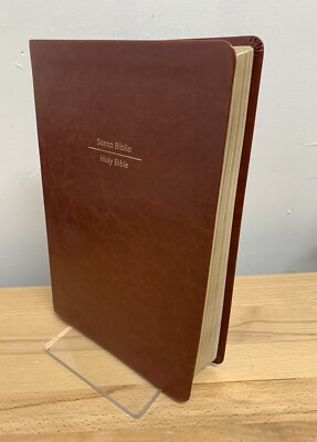 Biblia Bilingüe Reina Valera 1960/ESV Tamaño Grande Letra 10 PUNTOS Piel Marrón -image
