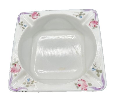 Vintage Ashtray Westmoreland Milk Glass With Grape Pattern Handpainted 1960-image