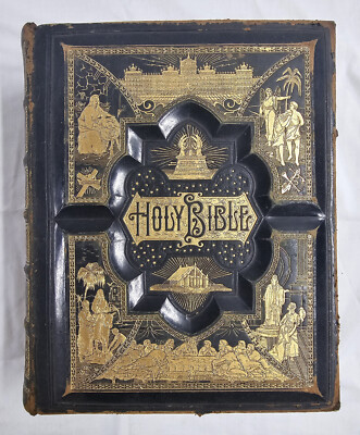 Antique 1892 Pronouncing Parallel Bible History Concordance Maps Reference Book-image