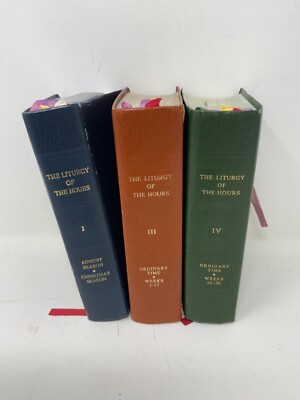 The Liturgy Of The Hours Volume 1-3-4 Book Set 1975 Leather Bound-image
