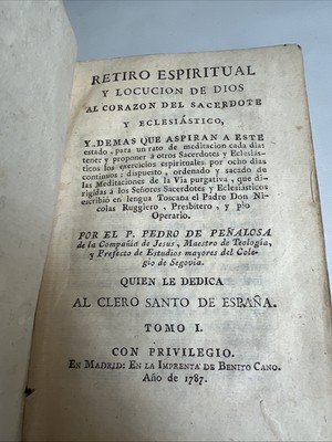 1787 Retiro Espiritual y Locucion De Dios al Corazon del Sacerdote Spain Book #H-image