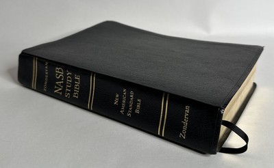 Zondervan NASB Study Bible Black Bonded Leather Red Letter USA Print 1991-image