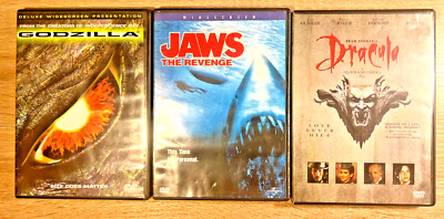 Bram Stoker's Dracula + Jaws Revenge + Godzilla DVD Horror Sci-Fi 3 Movie Lot-image