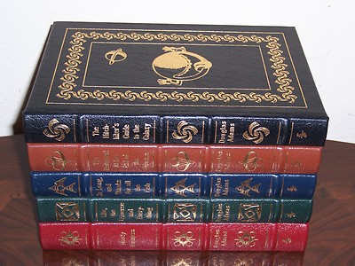 Easton Press Signed Hitchhiker's Guide to the Galaxy 5 vols by Douglas Adams -image