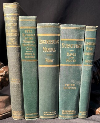Electrical Engineering and Surveying Lot of 5 from the 1940s HC Leather-image