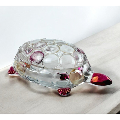 Westmoreland Red Flash Clear Glass Turtle Cigarette Holder Trinket Dish Vintage-image