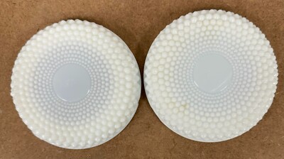 Set of 2 Vintage Westmoreland Milk Glass Hobnail Ashtrays-image